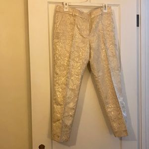 JCrew Factory ivory/gold brocade pants